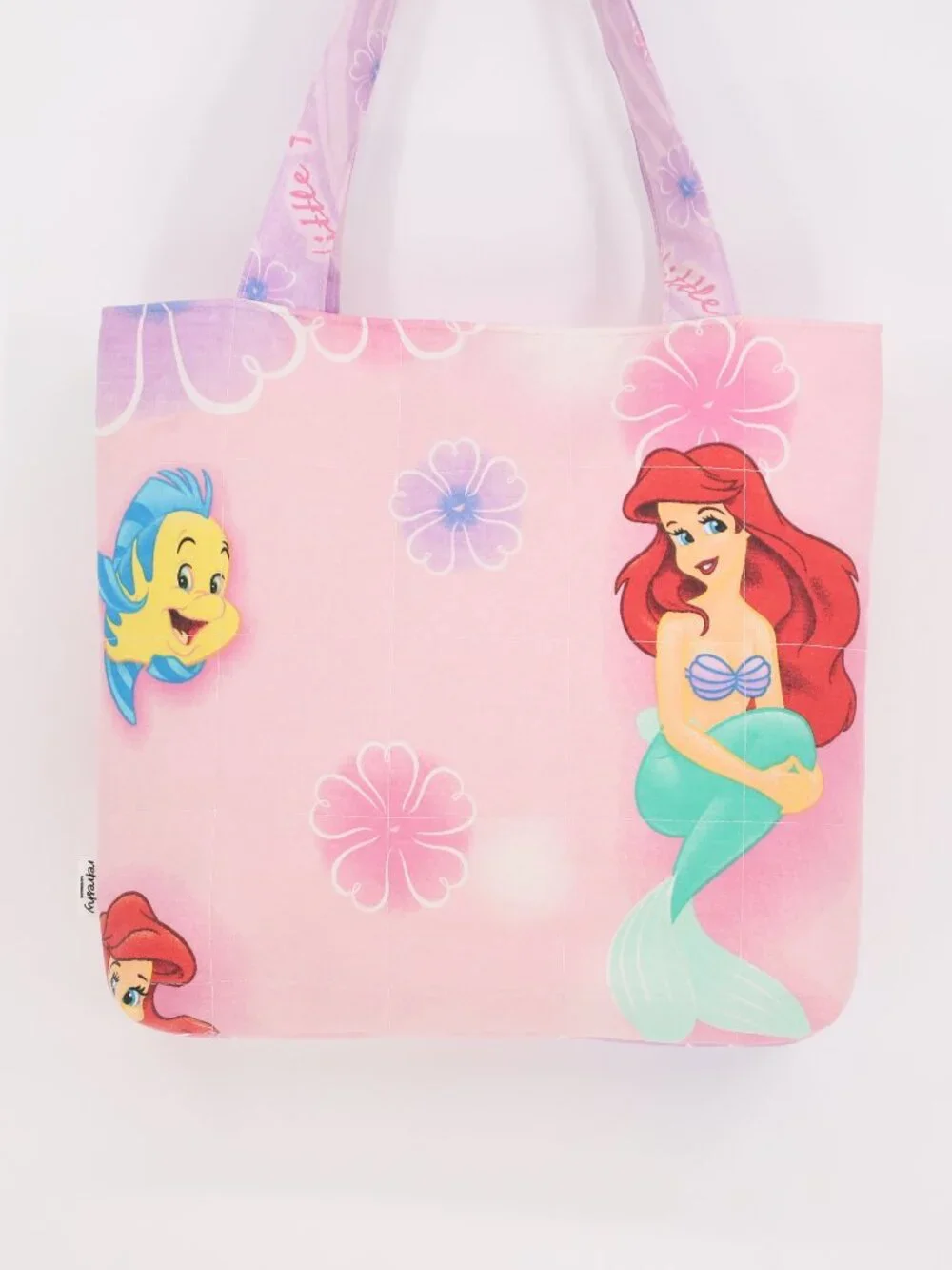 Little Mermaid Vintage Pattern Quilted Tote Bag Handmade Upcycled